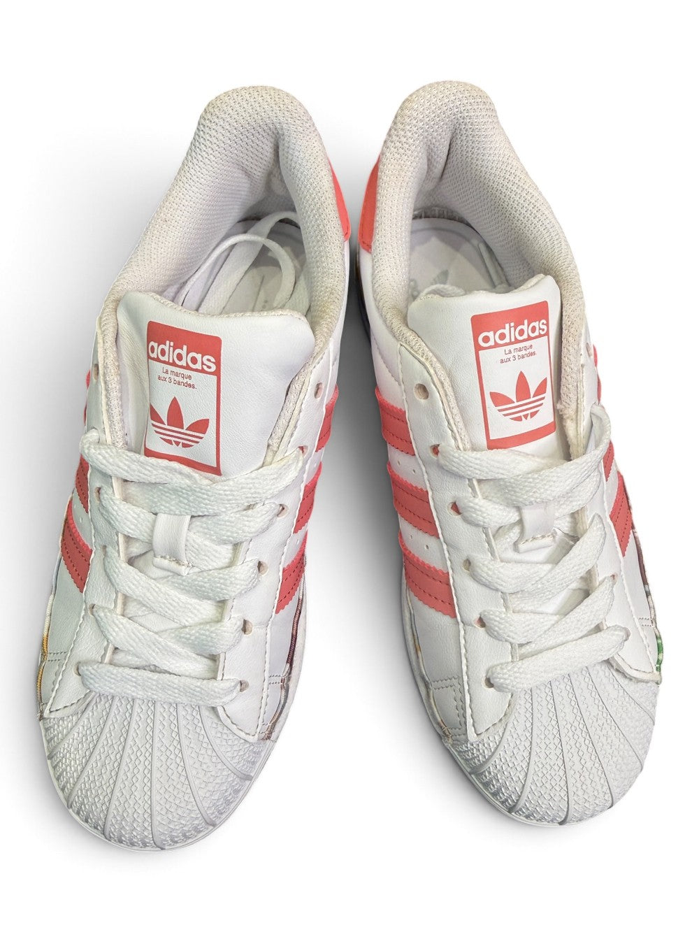 adidas Originals Superstar C White & Pink Floral Sneakers – US 2Y (EU 33½)|1006