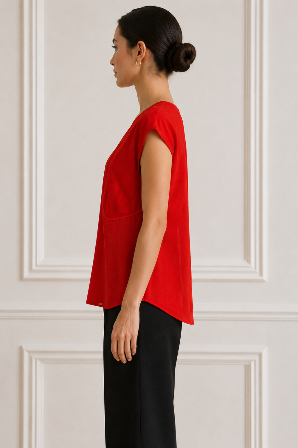 Victoria Beckham Red Silk Draped Floral Panel Top – US 8 / UK 12|544