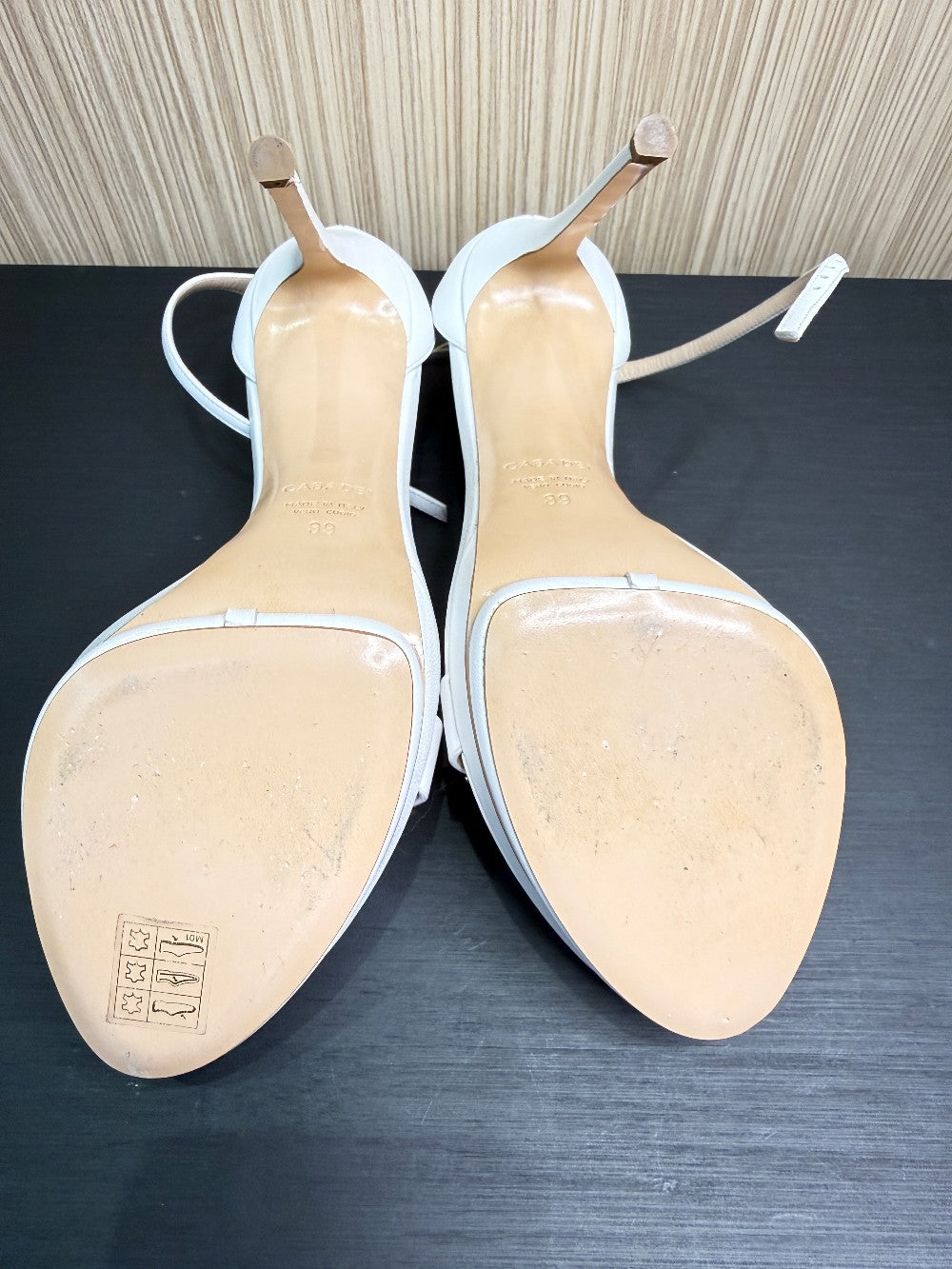 Casadei White Leather Crystal Embellished Platform Sandals Size 39|163