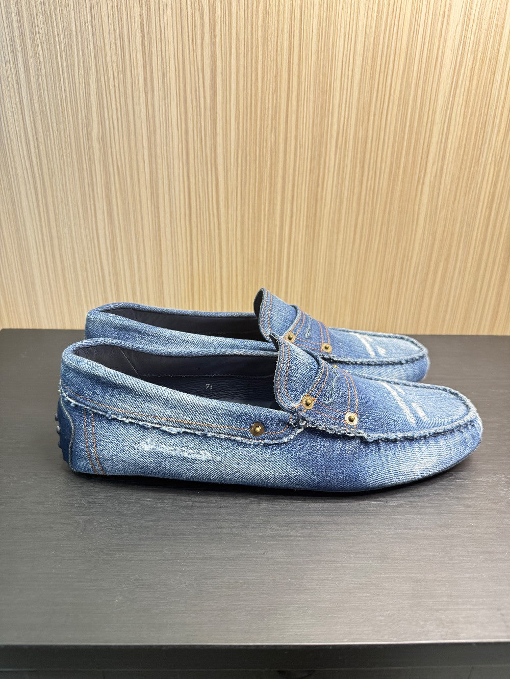 Tod's Men's Denim Gommino Driving Loafers Size 7.5|92
