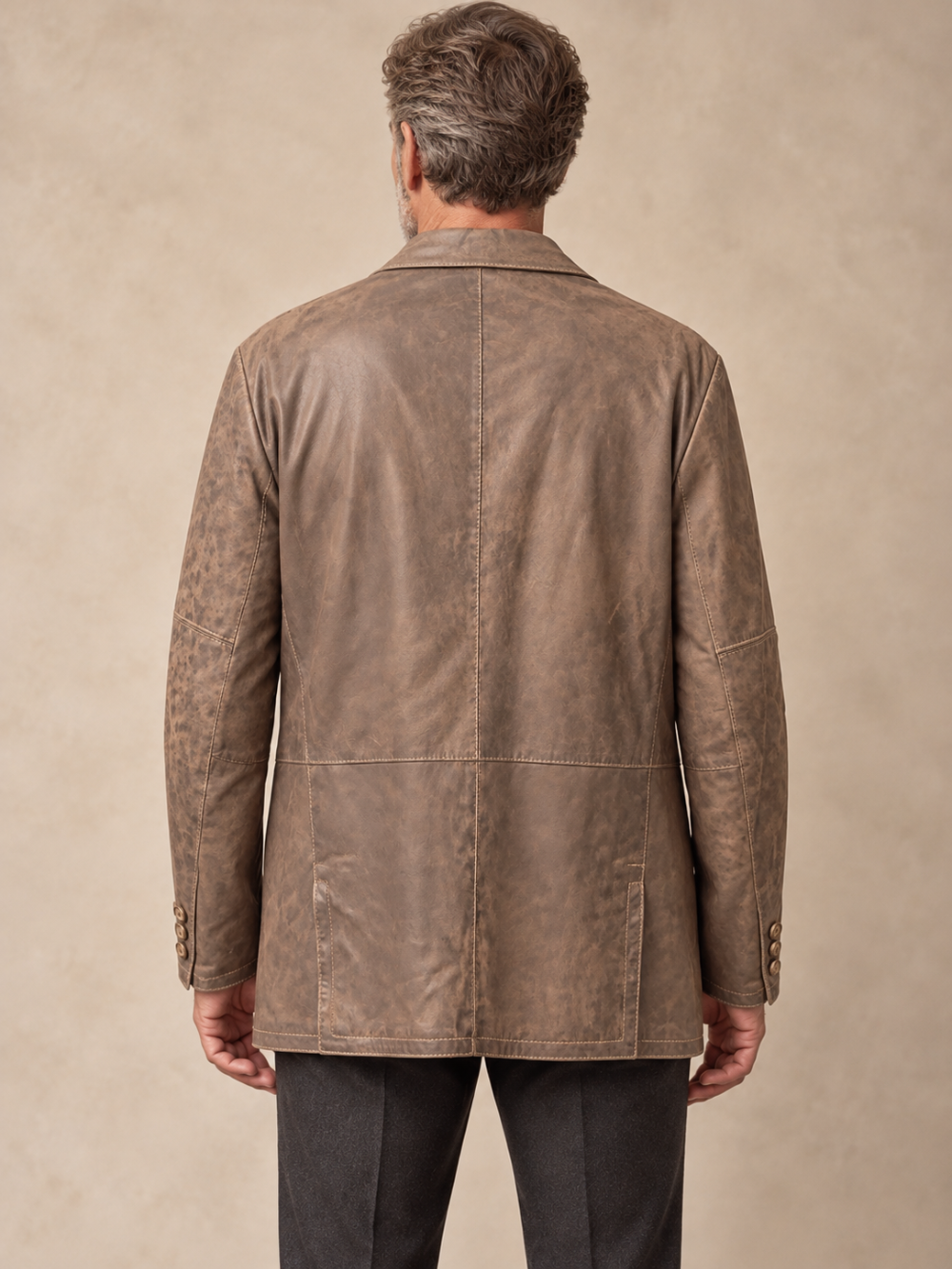GIMO’S Men’s Lamb Nappa Leather Blazer – Taupe Brown – IT 60|1042