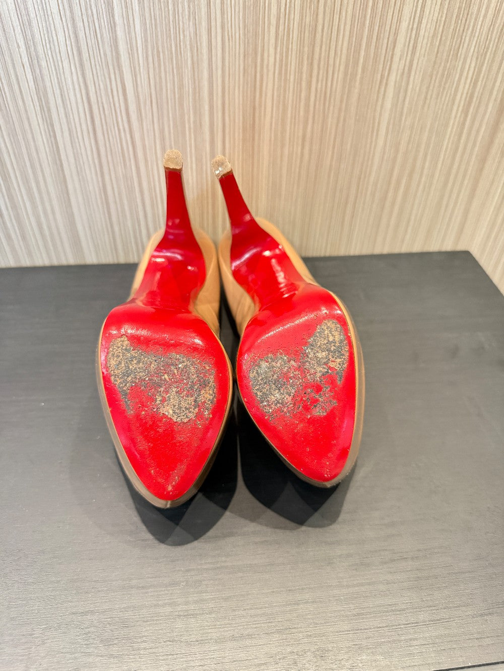 Christian Louboutin Lady Peep 150 Nude Patent Leather Platform Pumps|22