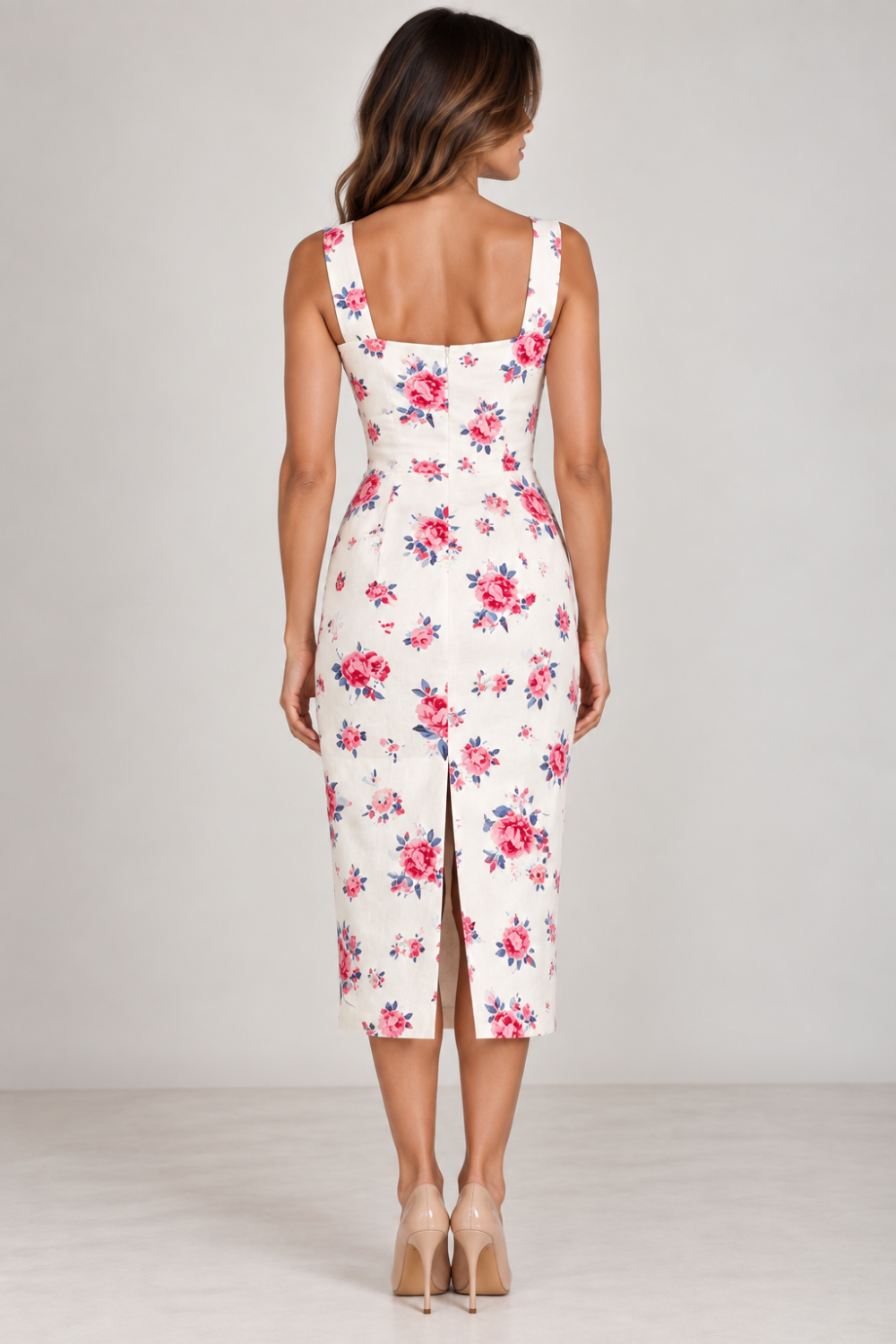 Gulnara Novak Floral Cotton Fitted Midi Dress – Size 42–44|903