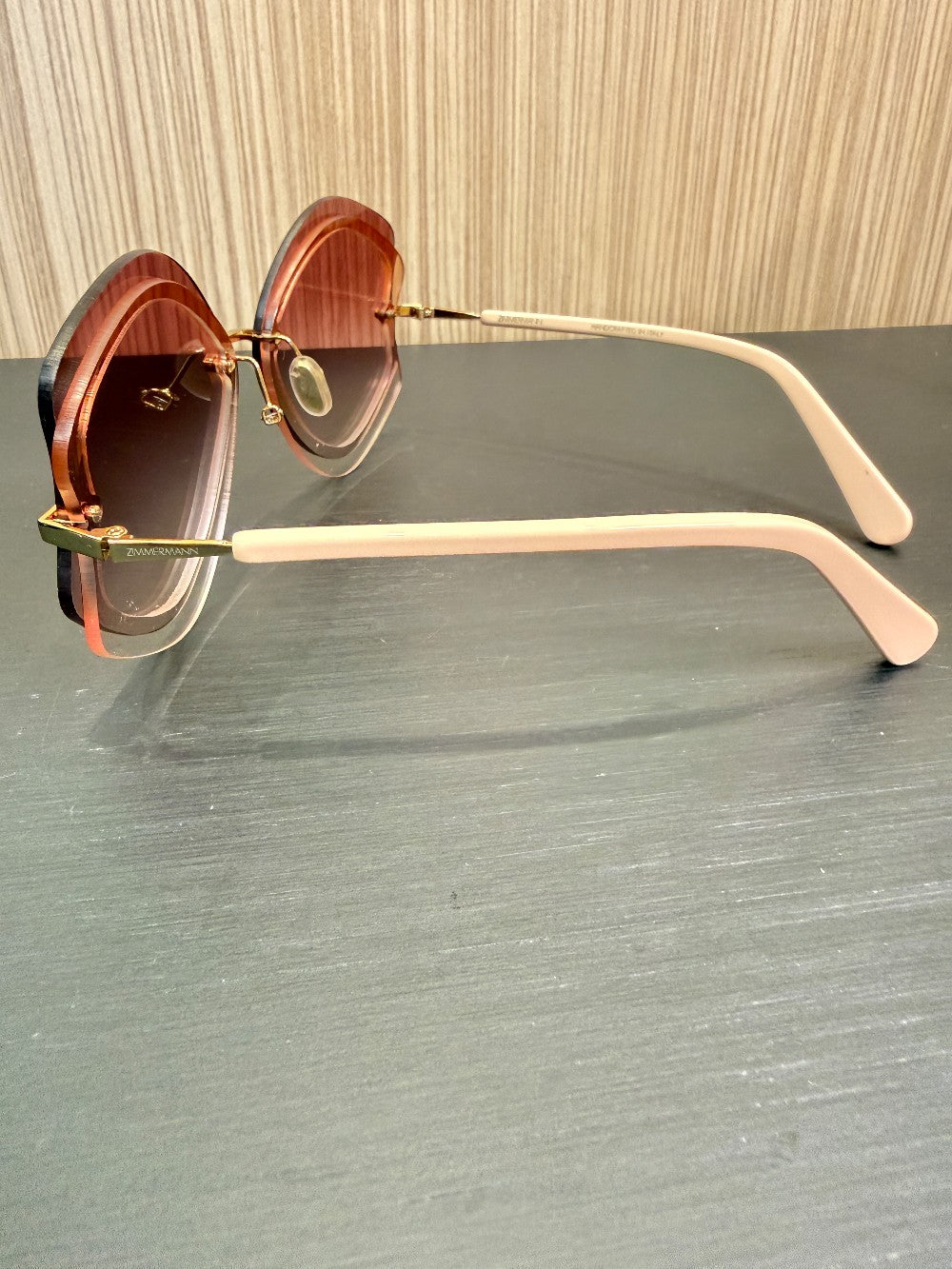 Zimmermann Gibson Oversized Rimless Gradient Sunglasses – Pink/Burgundy – Handcrafted in Italy|439