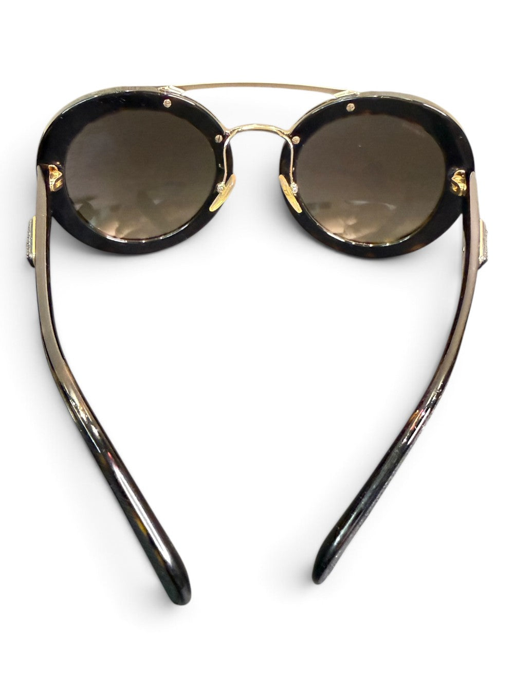 Prada SPR 15S Round Double Bridge Sunglasses Size 53-25-140 – Black|814