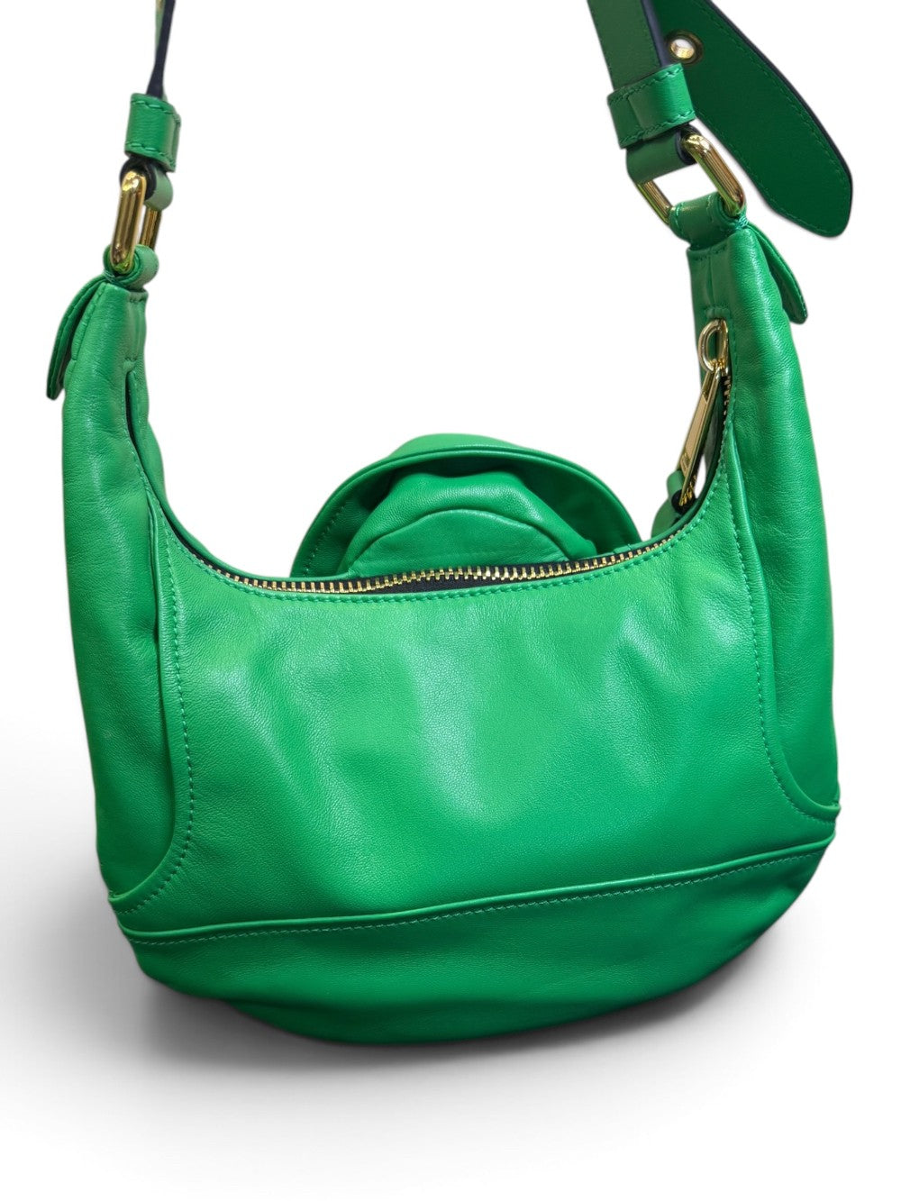 Moschino Milano Green Leather Biker Hobo Shoulder Bag|762