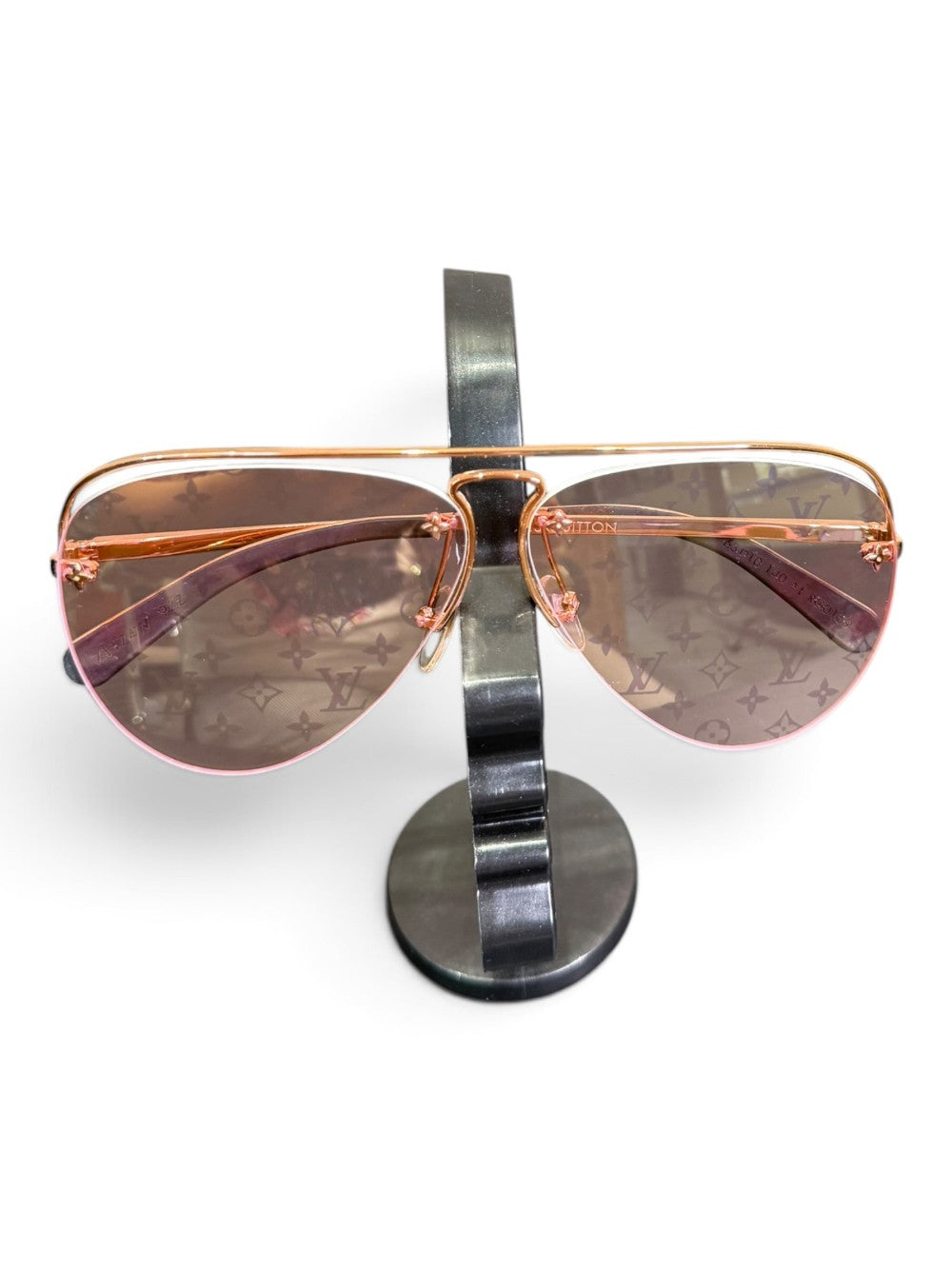 Louis Vuitton Z176 M4V1Z Rimless Aviator Sunglasses Rose Gold Size 63-10-140|797