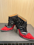 Moschino Cheap and Chic Black Patent & Red Satin Ankle Bootie Pumps Size 39|223