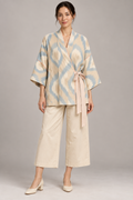 Lazy Mouse Ikat Wrap Kimono & Cropped Pants Set – M|982