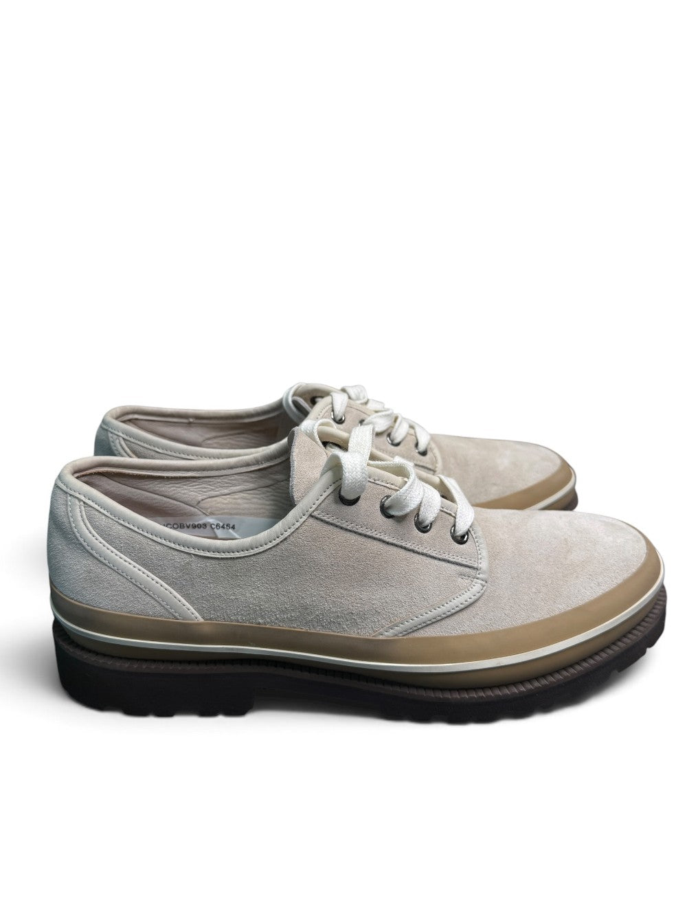 Brunello Cucinelli Beige Suede Lug Sole Derby Shoes Size 42|472