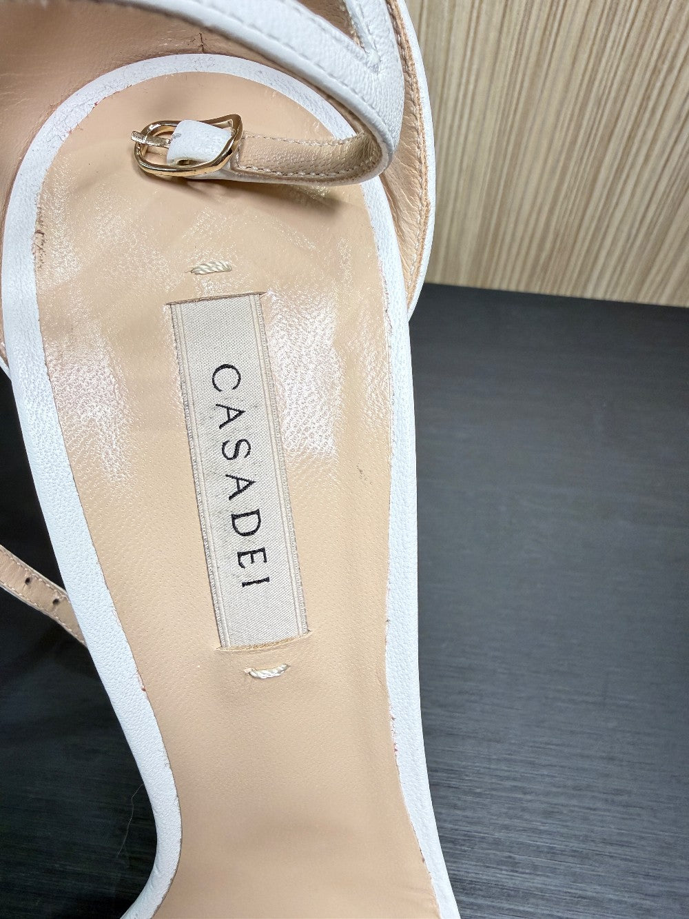 Casadei White Leather Crystal Embellished Platform Sandals Size 39|162