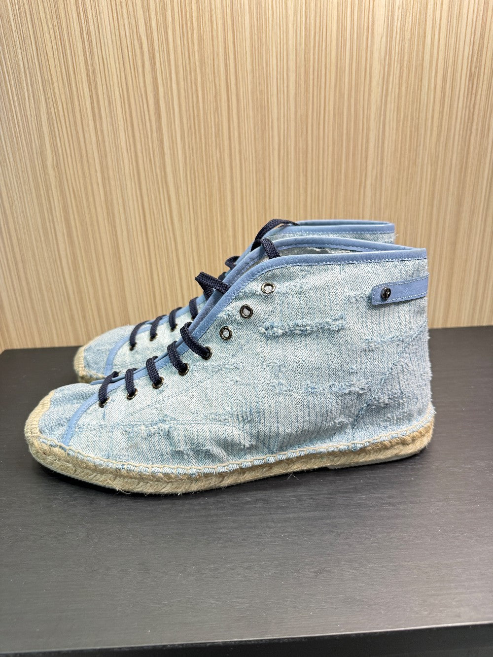Cesare Paciotti PB301/27T Denim Stone Washed High-Top Espadrille Sneakers Size US Men's 10|253