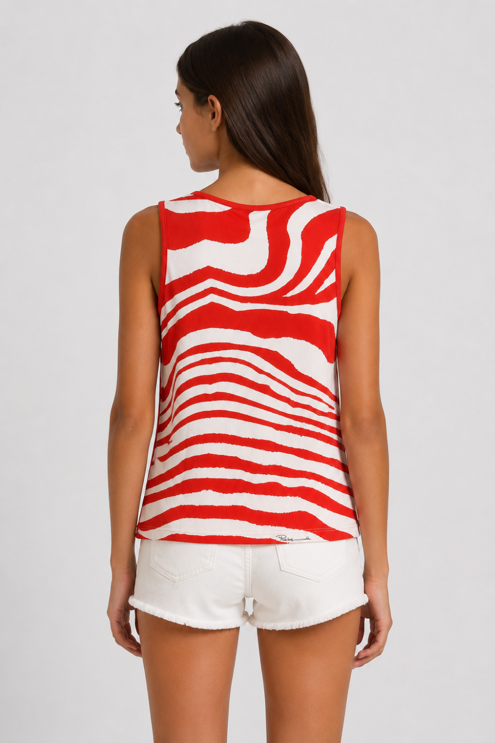 Roberto Cavalli Junior Red & White Printed Sleeveless Top – Size M|587