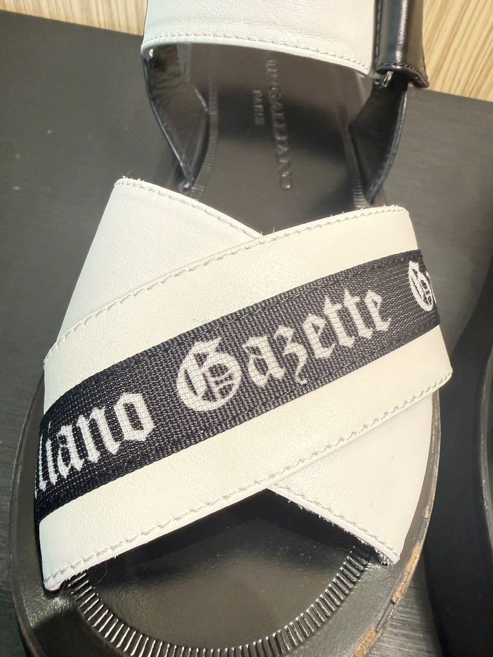 John Galliano Gazette Leather Platform Sandals White/Black Size EU 35|234