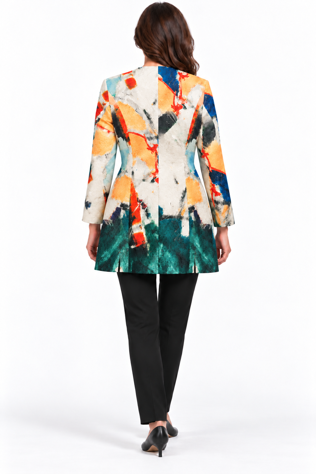 Luii Abstract Print Jacquard Long Jacket – Size L