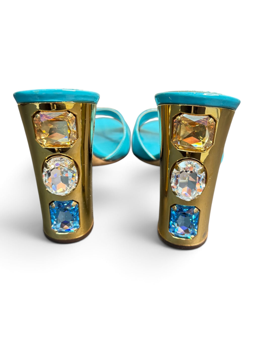 Dolce & Gabbana Crystal Heel Patent Leather Mules