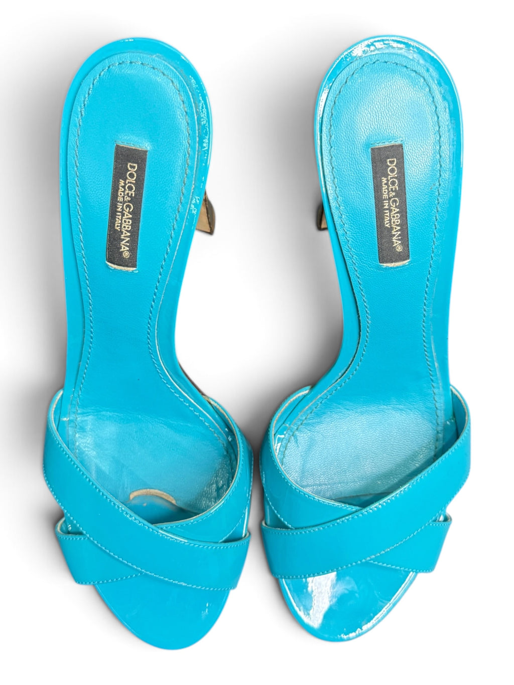 Dolce & Gabbana Crystal Heel Patent Leather Mules