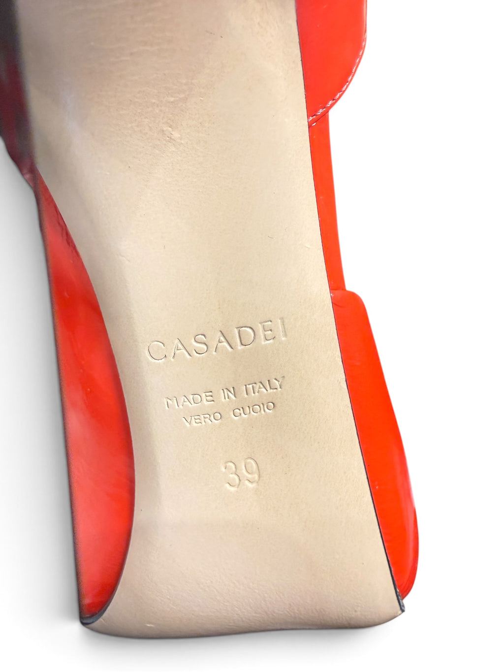 Casadei Red Patent Leather Ankle Strap Peep Toe Pumps. Size 39