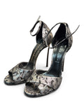 Casadei Metallic Snakeskin-Effect Ankle Strap Sandals