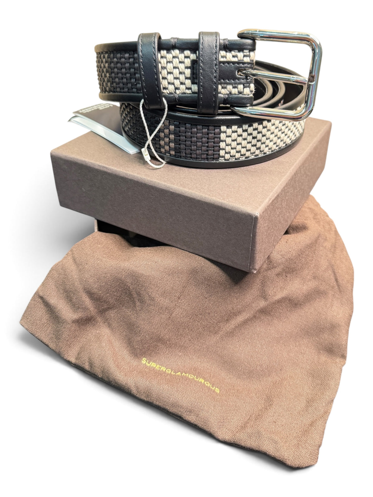 Superglamourous Men's Woven Leather Double Monk Loafers & Matching Belt Set
