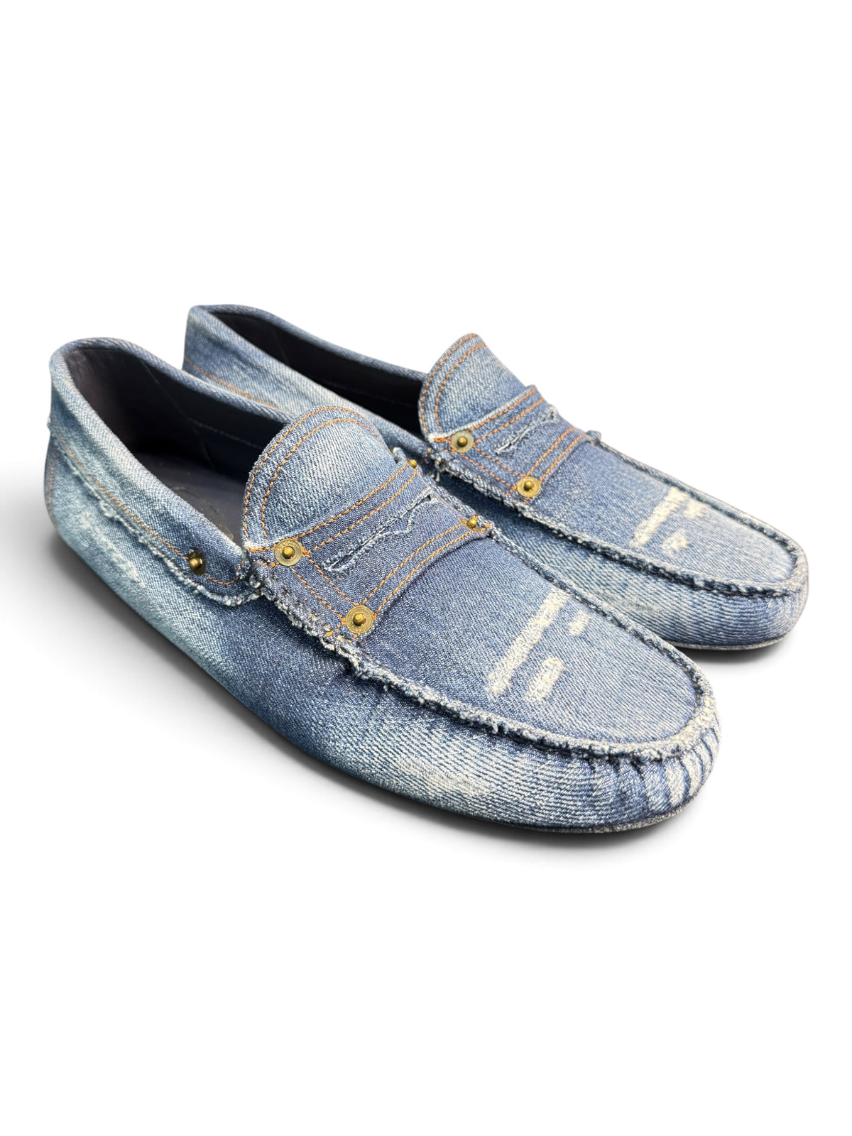 Tod's Men's Denim Gommino Driving Loafers Size 7.5