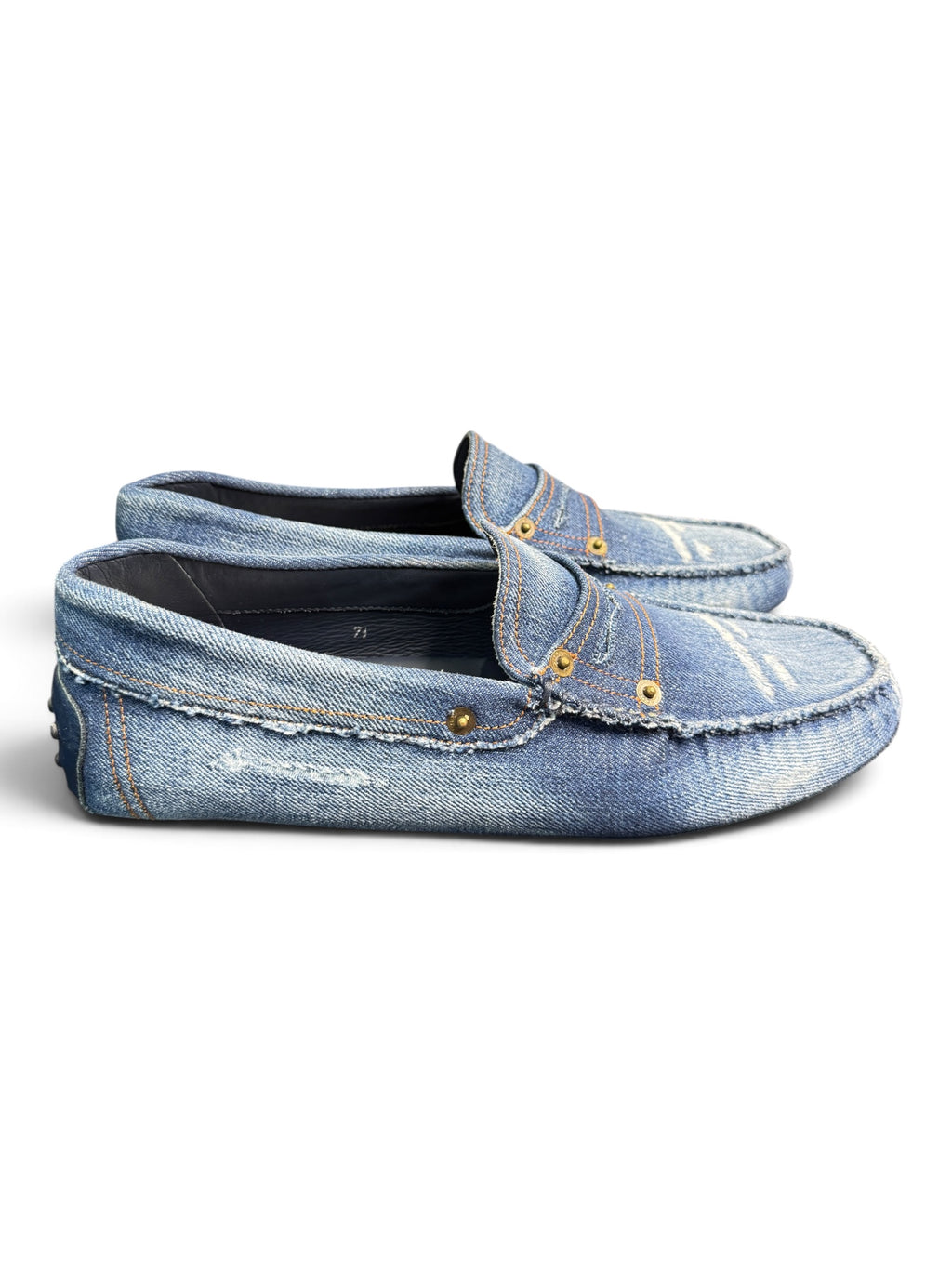 Tod's Men's Denim Gommino Driving Loafers Size 7.5