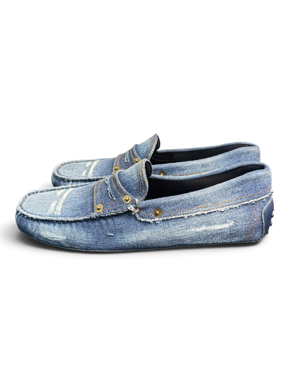 Tod's Men's Denim Gommino Driving Loafers Size 7.5