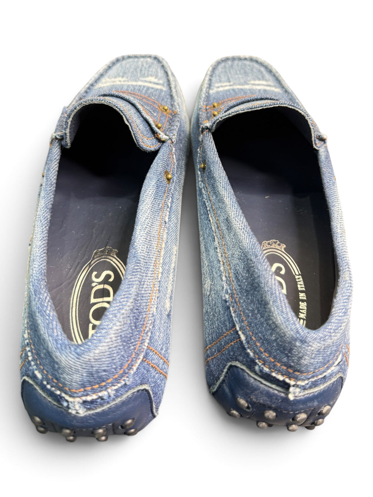 Tod's Men's Denim Gommino Driving Loafers Size 7.5