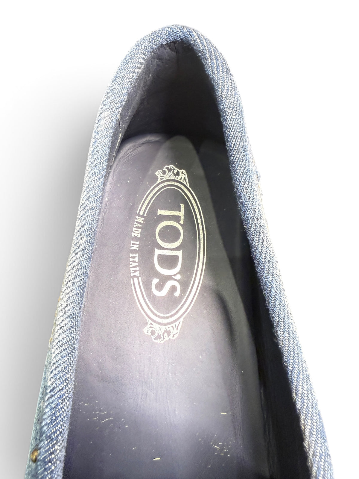 Tod's Men's Denim Gommino Driving Loafers Size 7.5
