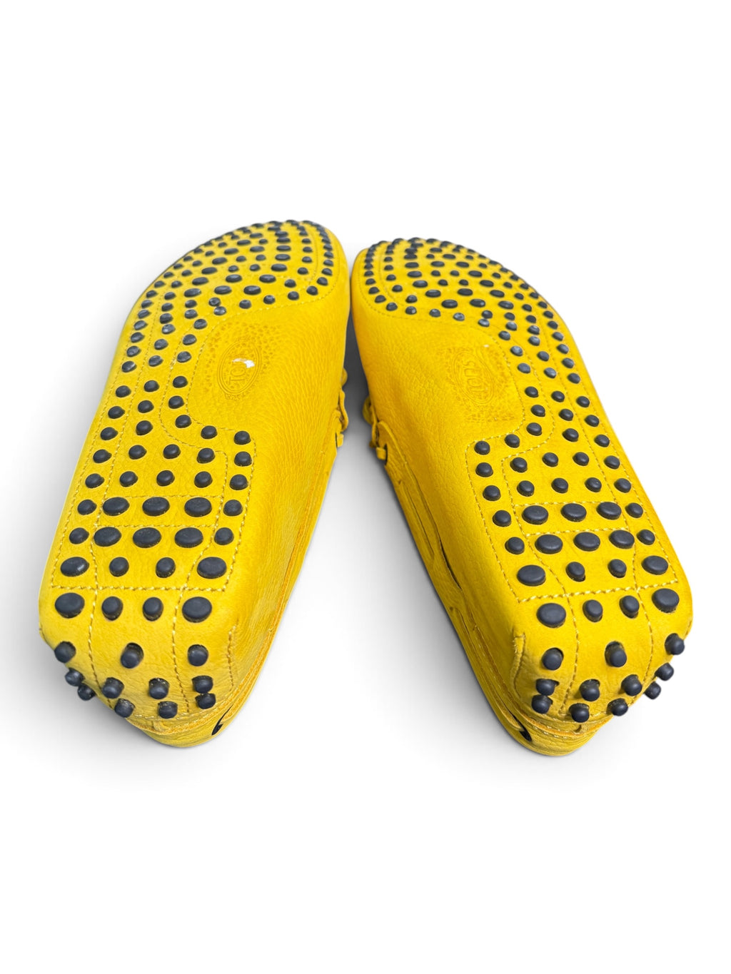 TOD'S Men's Gommino Pebbled Leather Driving Loafers Yellow Size US 8 Brand New with Box & Dust Bag