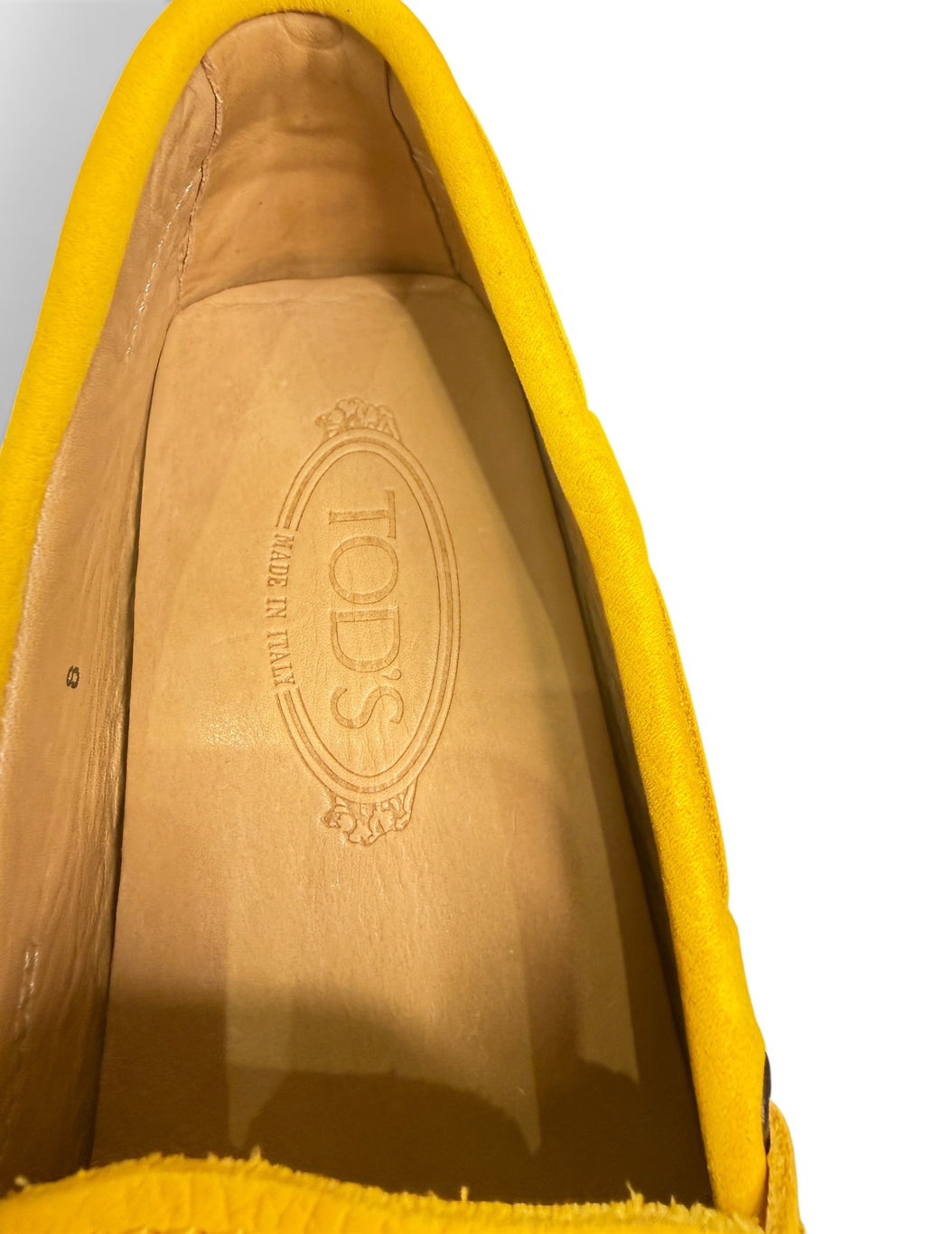 TOD'S Men's Gommino Pebbled Leather Driving Loafers Yellow Size US 8 Brand New with Box & Dust Bag