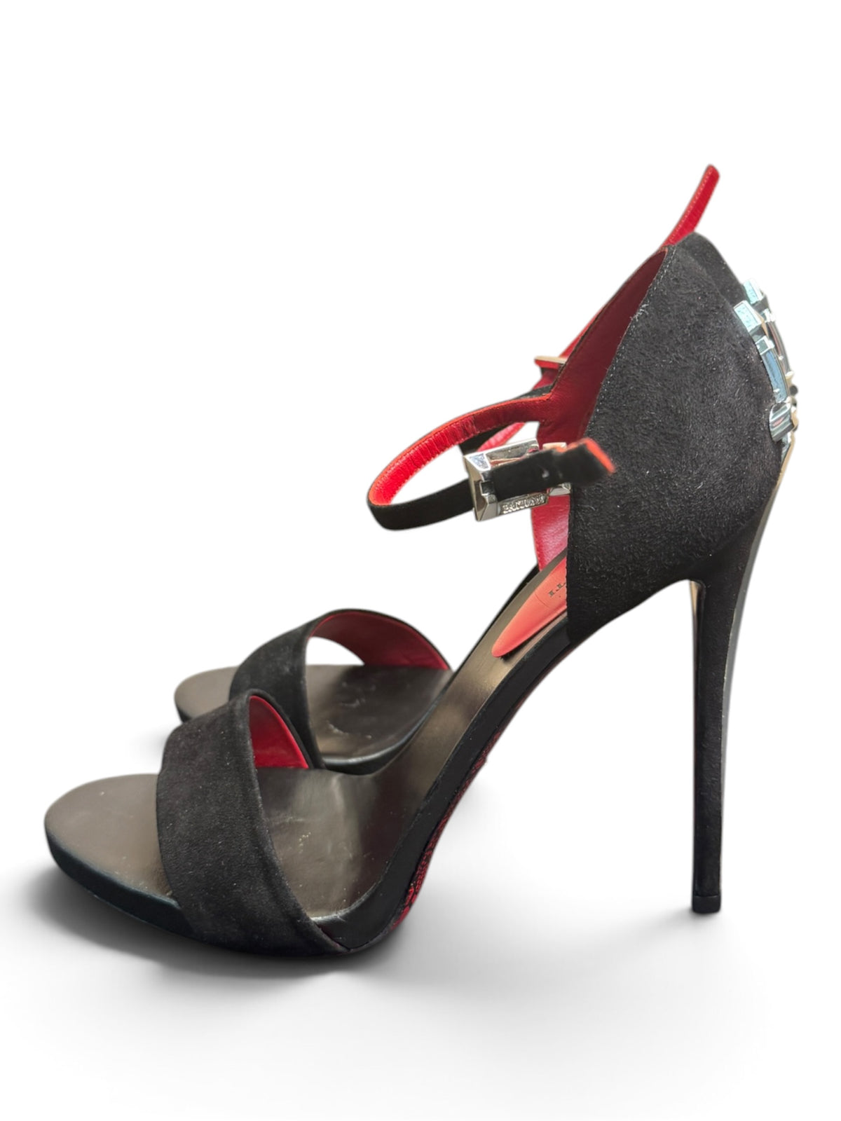 Cesare Paciotti Dagger Heel Black Suede Ankle Strap Sandals – Size 40