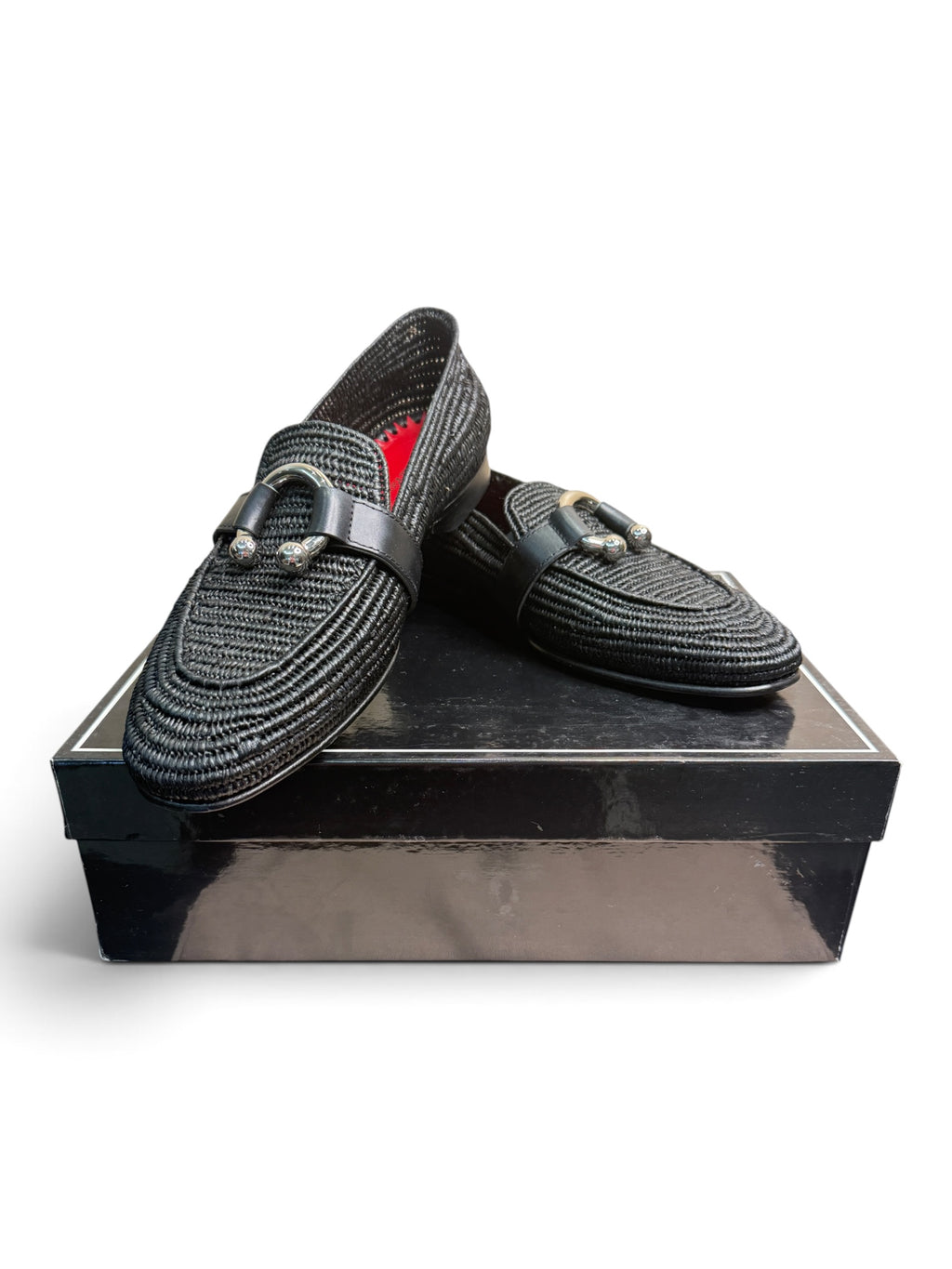 Cesare Paciotti Black Woven Leather Loafers with Signature Hardware – Size 40