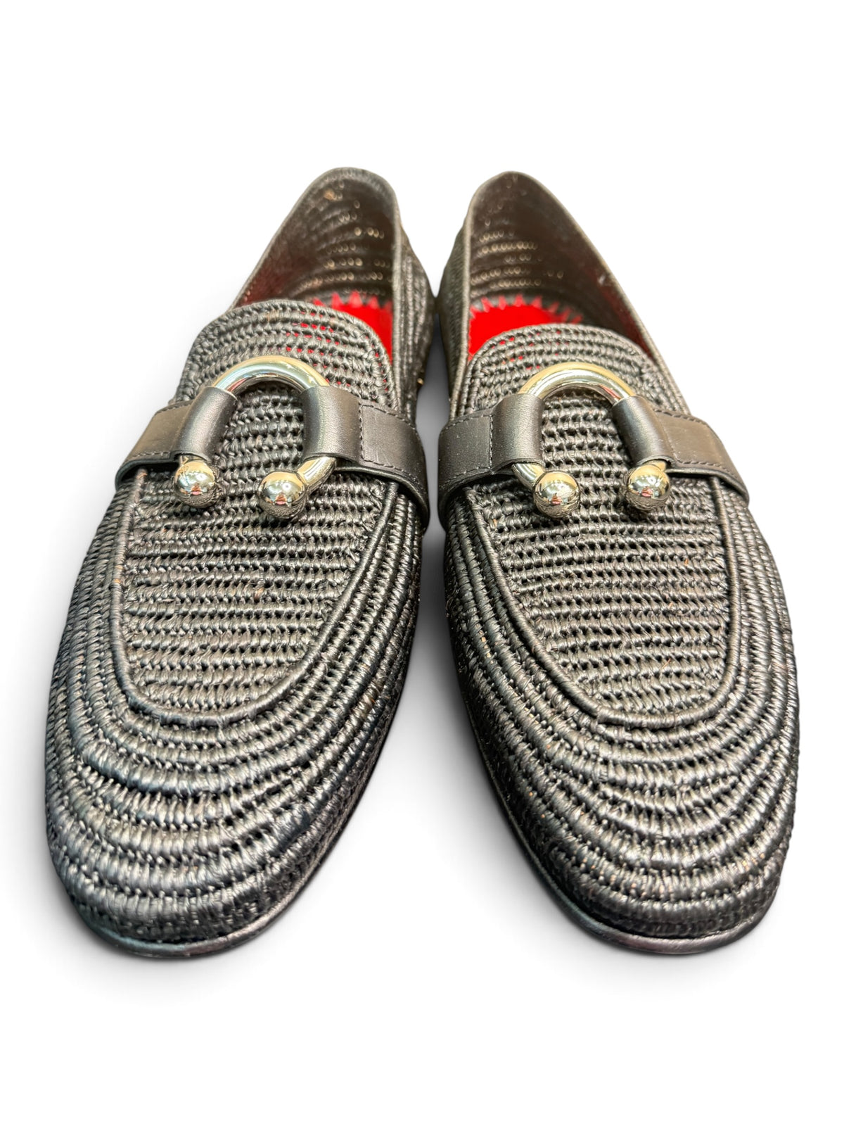 Cesare Paciotti Black Woven Leather Loafers with Signature Hardware – Size 40