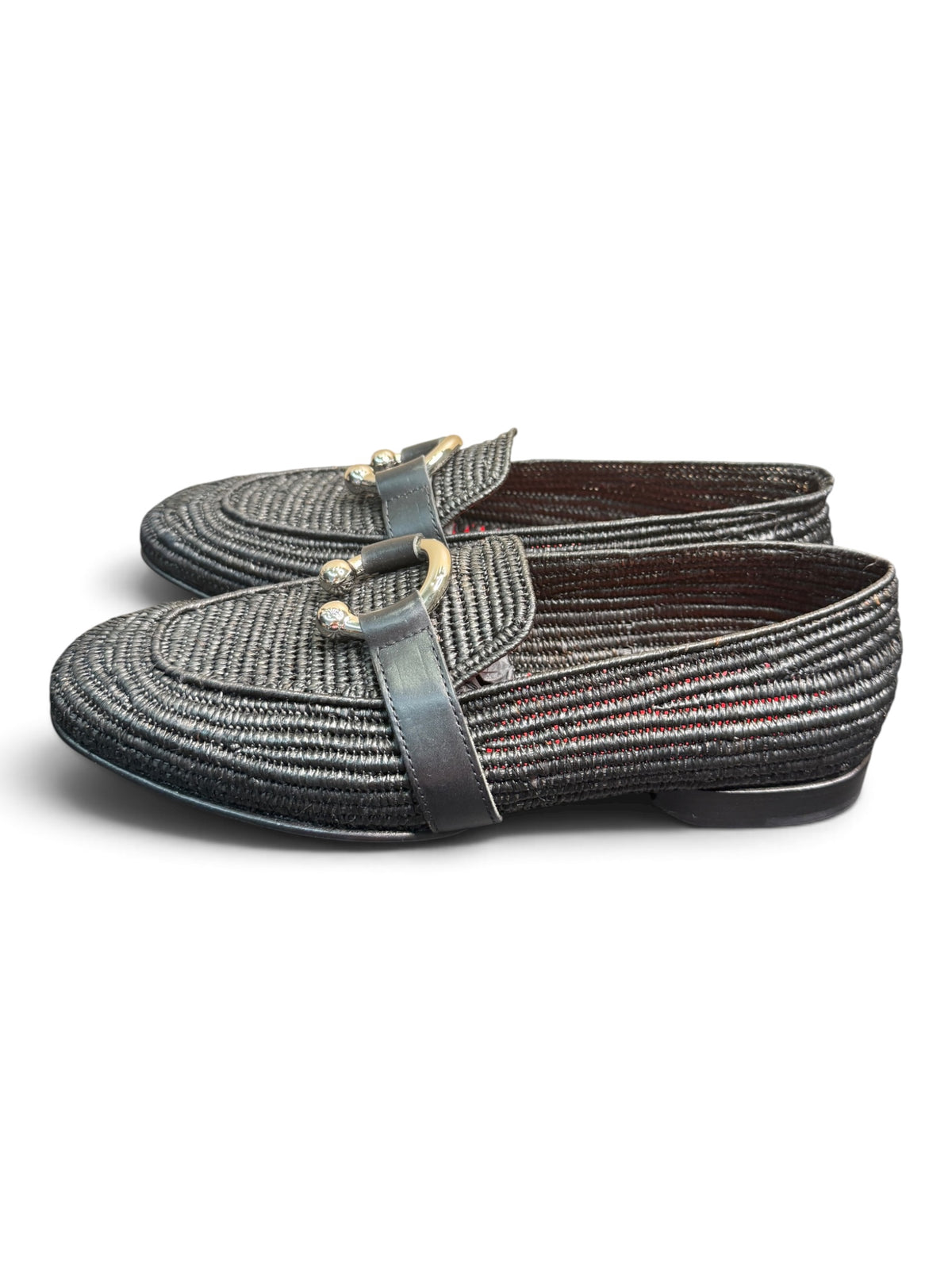 Cesare Paciotti Black Woven Leather Loafers with Signature Hardware – Size 40