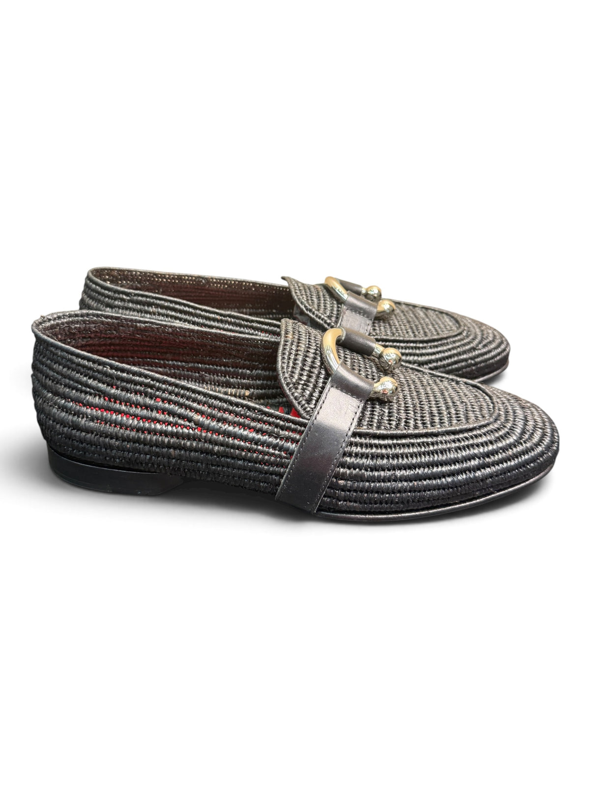 Cesare Paciotti Black Woven Leather Loafers with Signature Hardware – Size 40