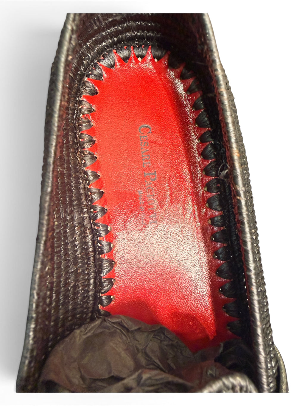 Cesare Paciotti Black Woven Leather Loafers with Signature Hardware – Size 40