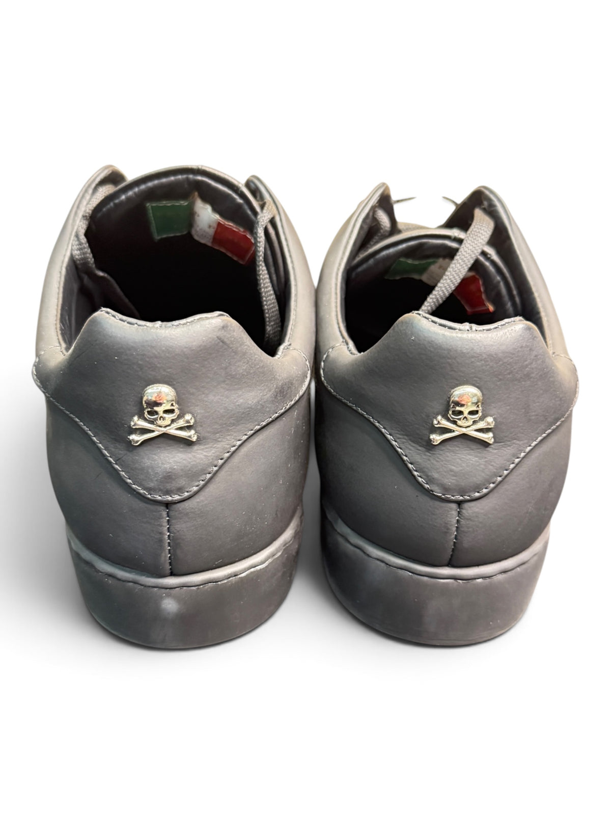 Philipp Plein Black Leather Hexagon Logo Sneakers – Size 44