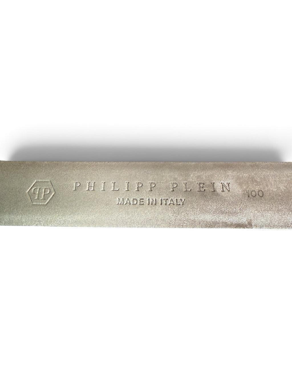 Philipp Plein Men's Black Leather Logo Belt Size 100 Made in Italy