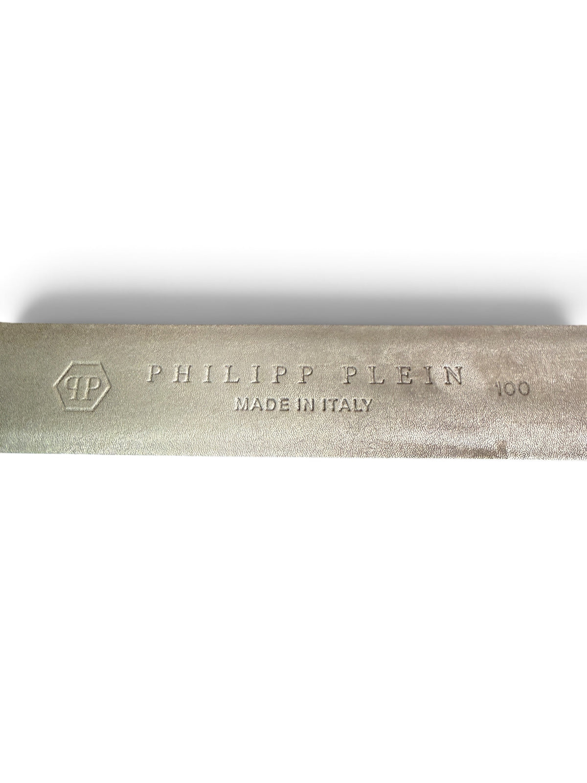 Philipp Plein Men's Black Leather Logo Belt Size 100 Made in Italy
