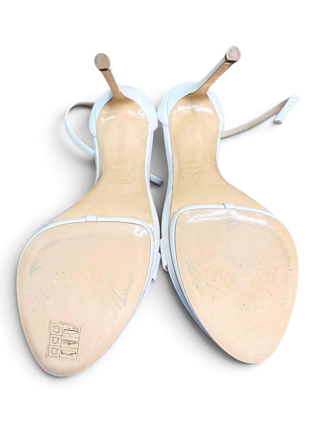 Casadei White Leather Crystal Embellished Platform Sandals Size 39
