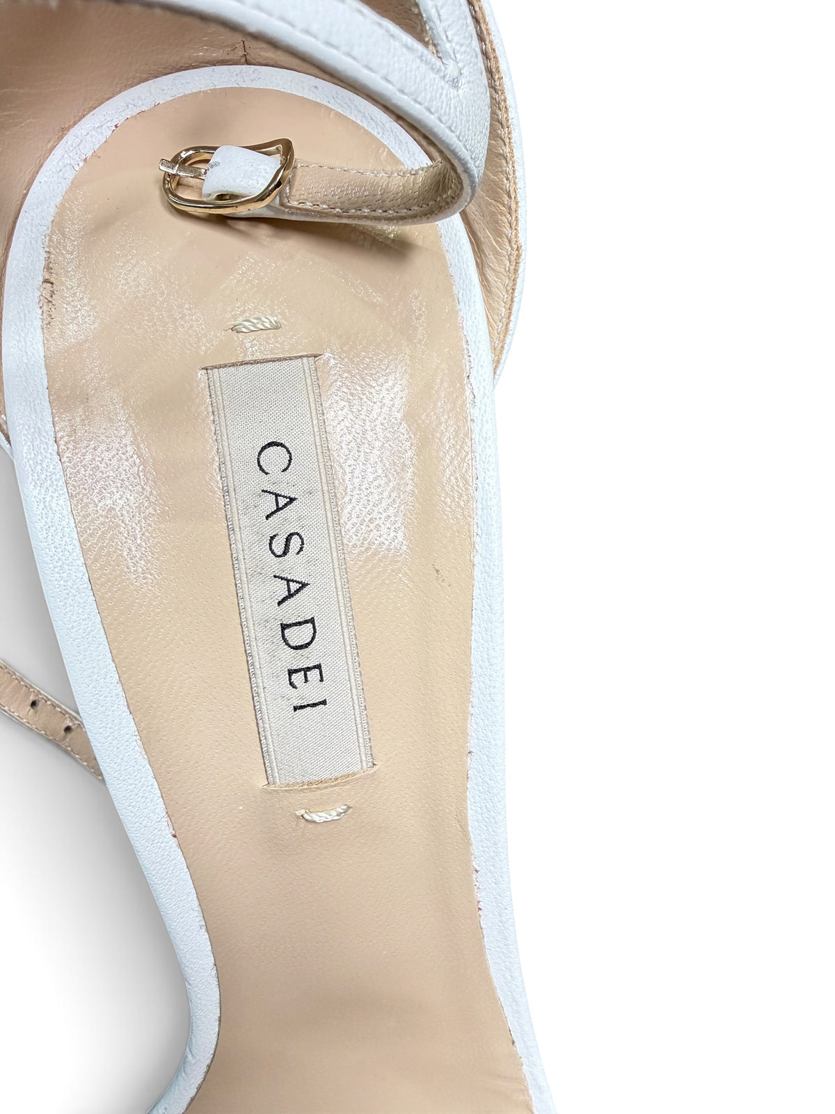 Casadei White Leather Crystal Embellished Platform Sandals Size 39