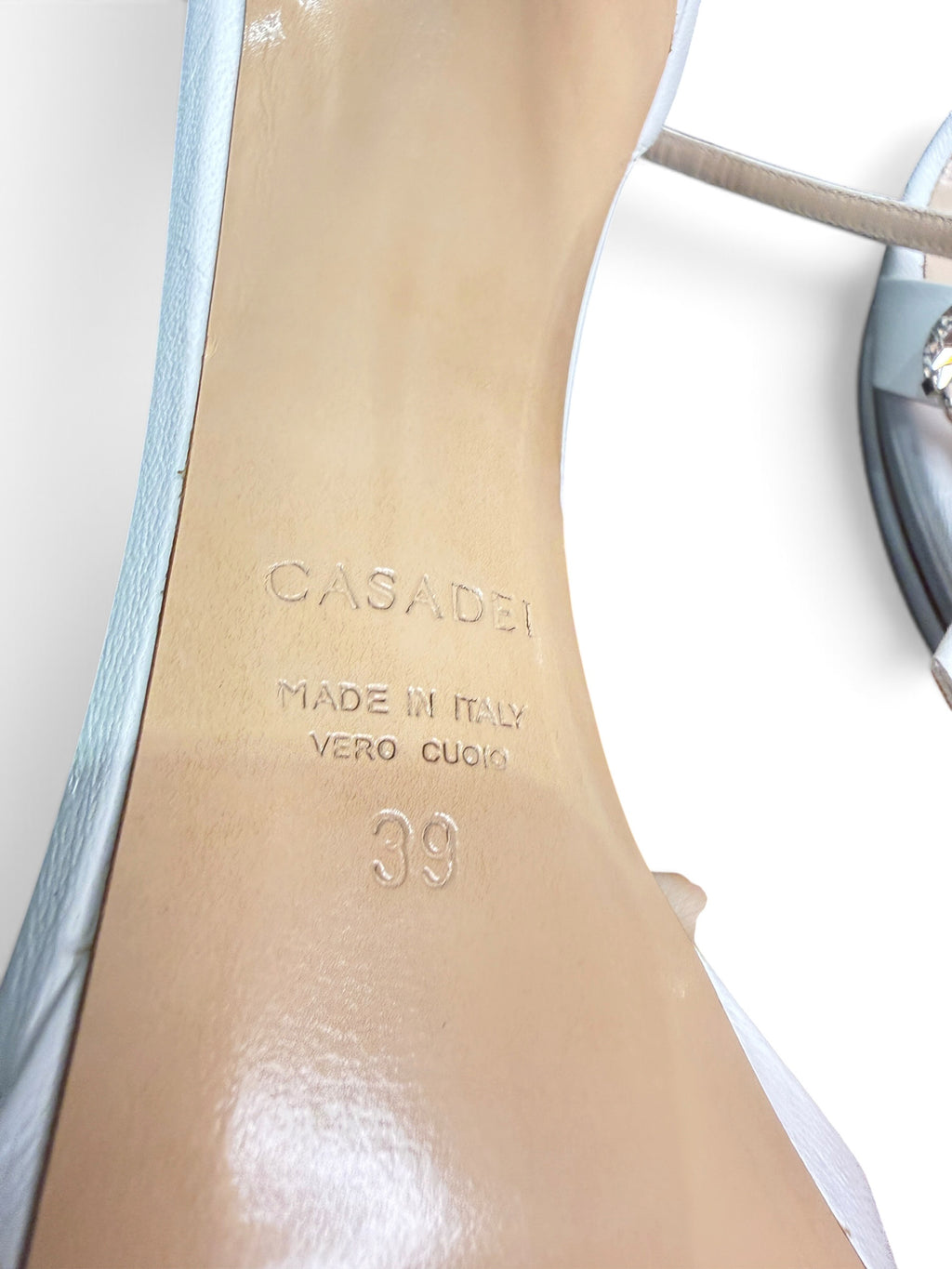 Casadei White Leather Crystal Embellished Platform Sandals Size 39