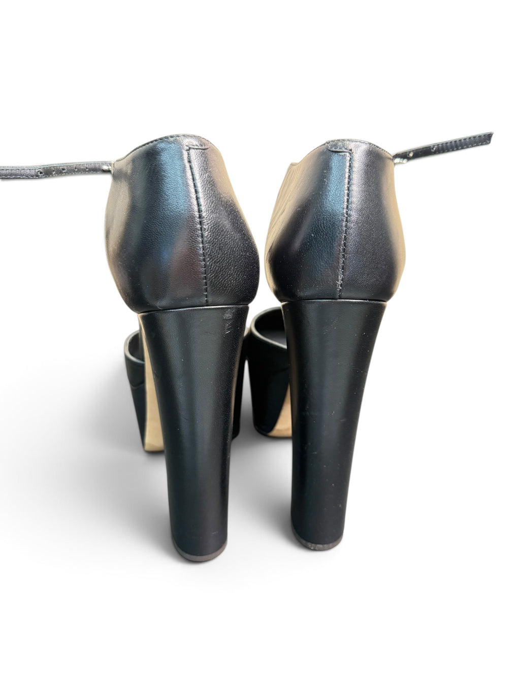 Giuseppe Zanotti Black Leather Platform Ankle Strap Pumps Size 39