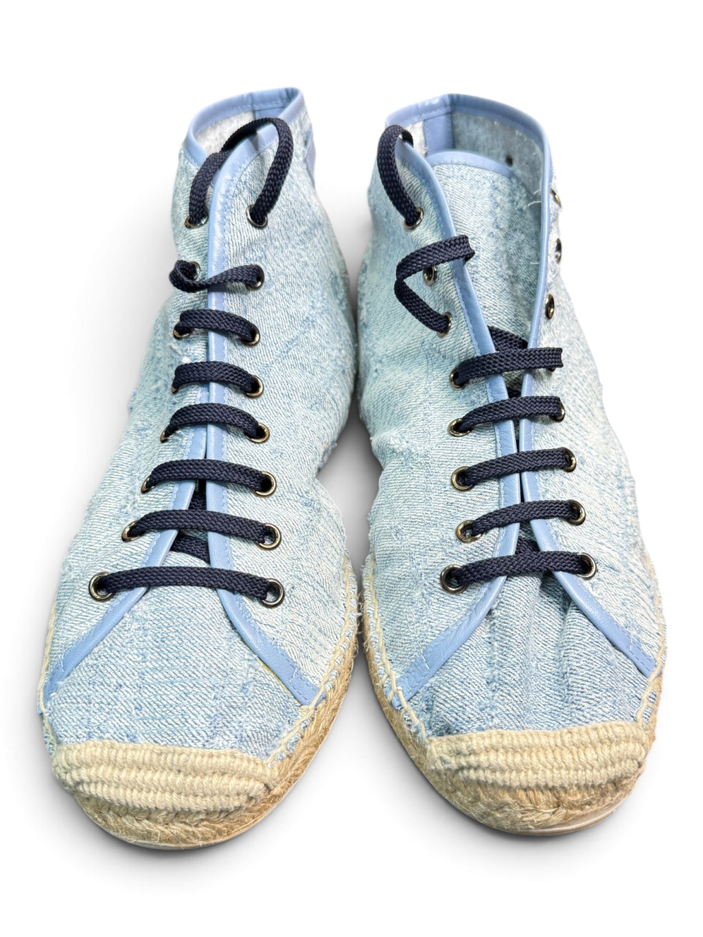 Cesare Paciotti PB301/27T Denim Stone Washed High-Top Espadrille Sneakers Size US Men's 10