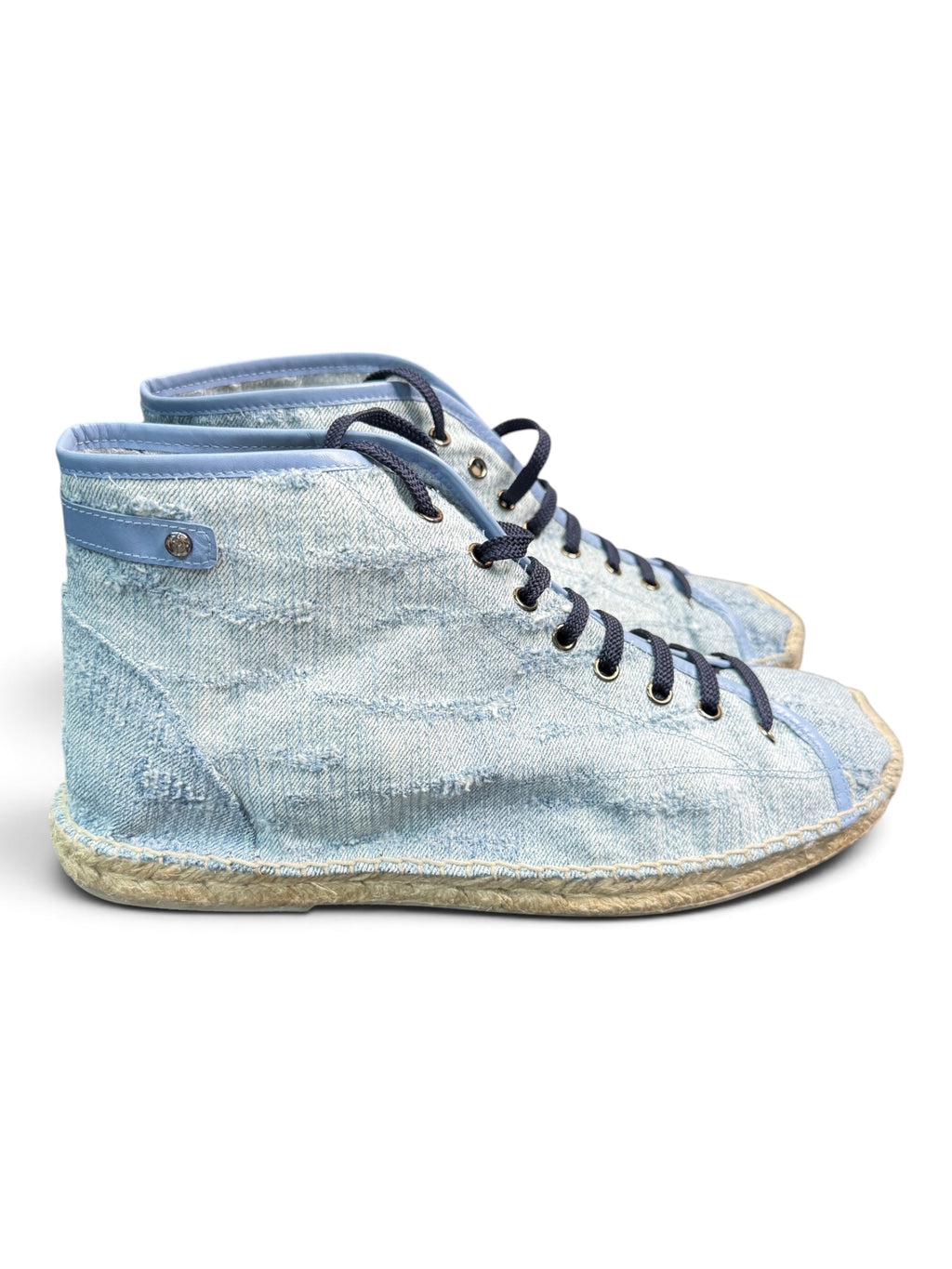 Cesare Paciotti PB301/27T Denim Stone Washed High-Top Espadrille Sneakers Size US Men's 10