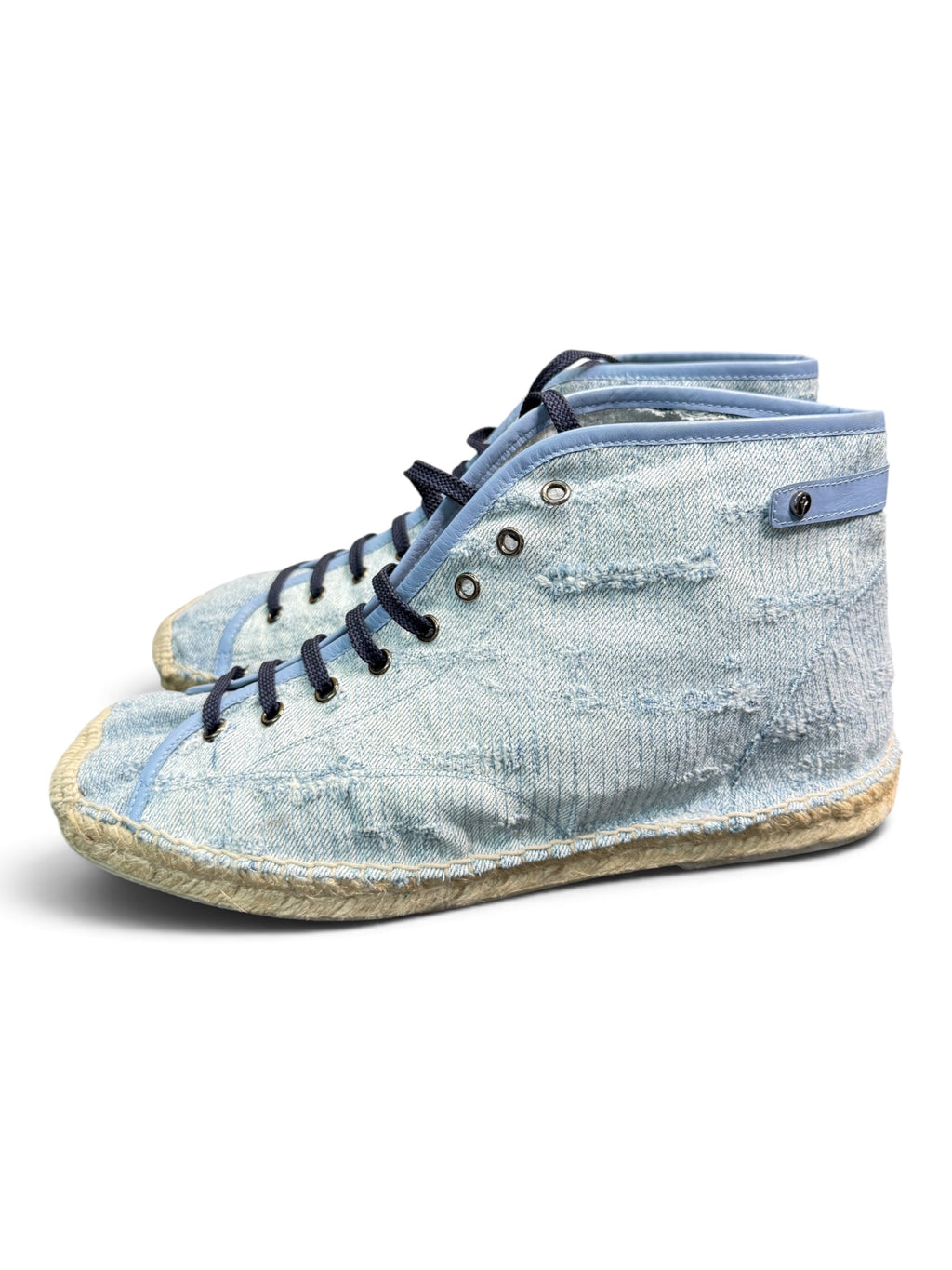 Cesare Paciotti PB301/27T Denim Stone Washed High-Top Espadrille Sneakers Size US Men's 10