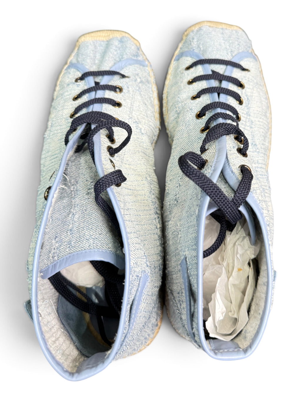 Cesare Paciotti PB301/27T Denim Stone Washed High-Top Espadrille Sneakers Size US Men's 10