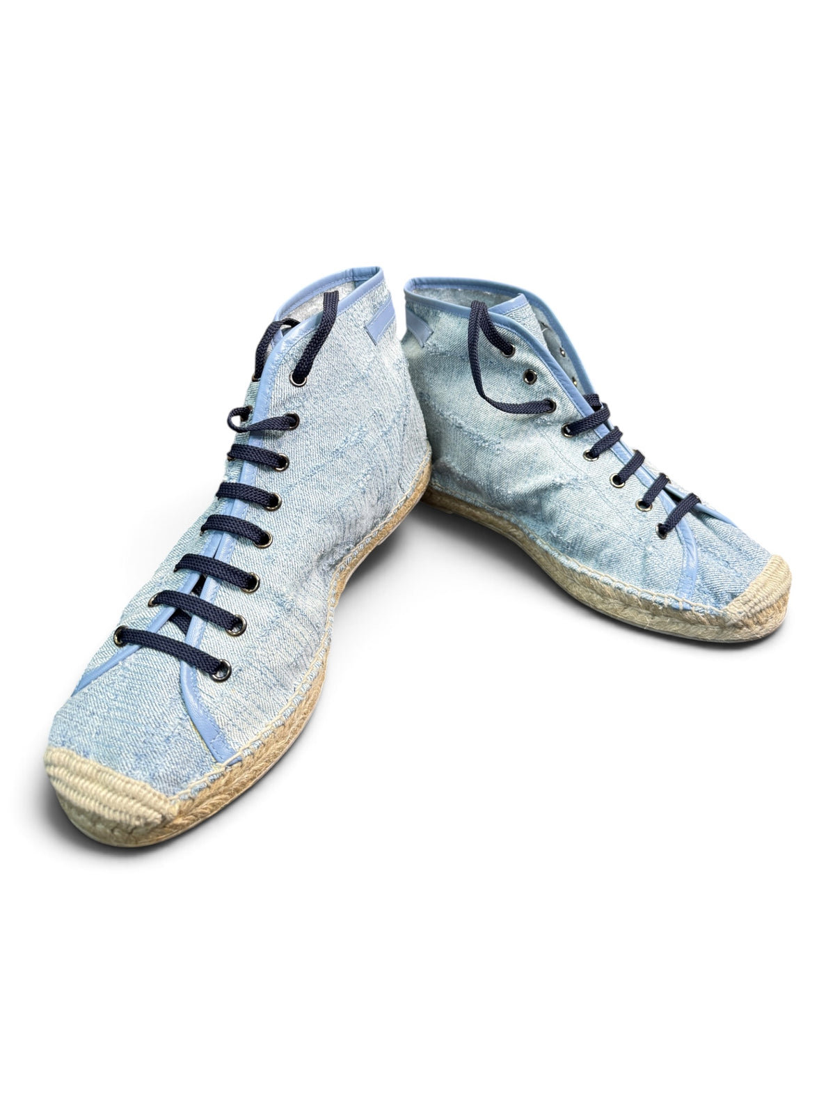Cesare Paciotti PB301/27T Denim Stone Washed High-Top Espadrille Sneakers Size US Men's 10