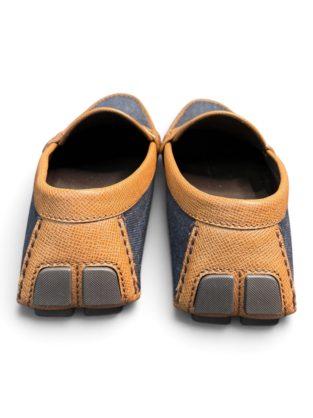 Louis Vuitton Men's Denim & Leather Driver Moccasins Navy/Brown Size US 10